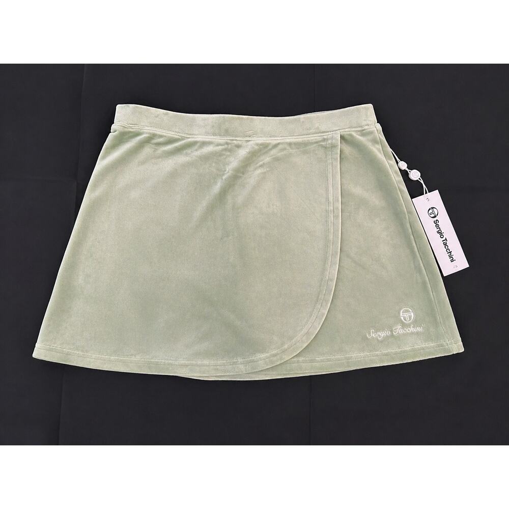 NWT Sergio Tacchini Tennis Skirt Green Velour Wrap Style Size Large